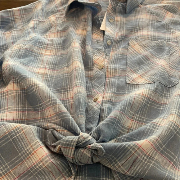 Heyson Lightweight Blue Plaid flannel Oversized Shirt size Small - Picture 12 of 16